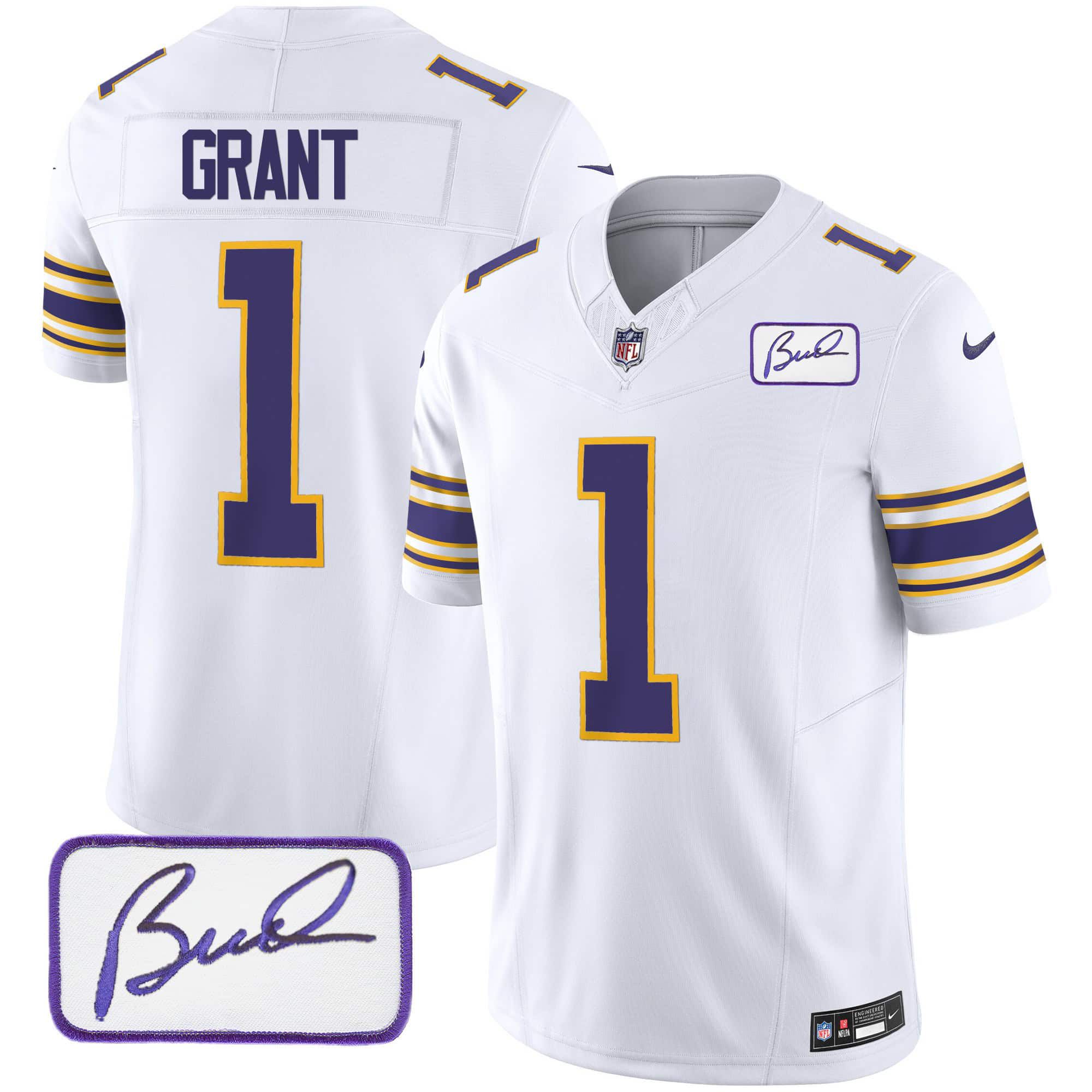 Men Minnesota Vikings #1 Grant White 2024 Nike Bud Grant Patch Classic Limited NFL Jersey->indianapolis colts->NFL Jersey